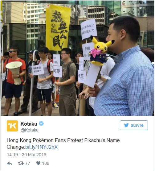 [Jeux Vidéo] Manifestation à Hong Kong pour une traduction de Pokémon en cantonais 1464777918041948500